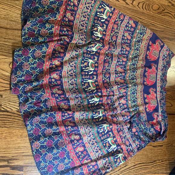 Unknown Dresses & Skirts - Indian Elephant and Floral Print Cotton Wrap Around Boho Skirt